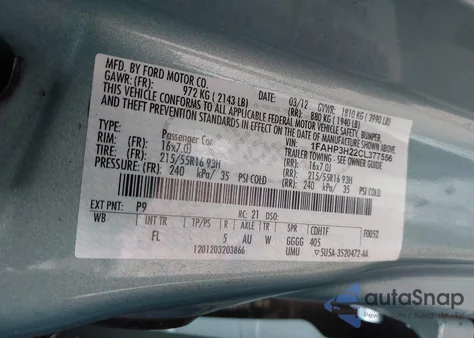 2012 Ford Focus Sel z USA, uszkodzony, nr VIN 1FAHP3H22CL377556